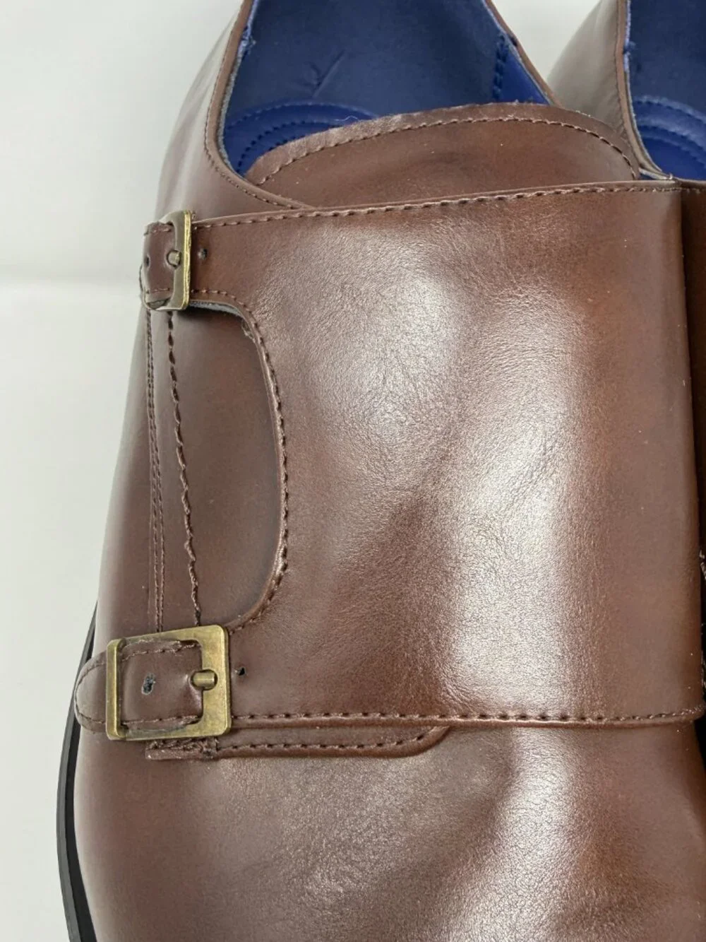 Bruno Marc Hutchingson-2 Sleek Monk Strap Loafer Shoes Mens 13 Brown Leather NWT